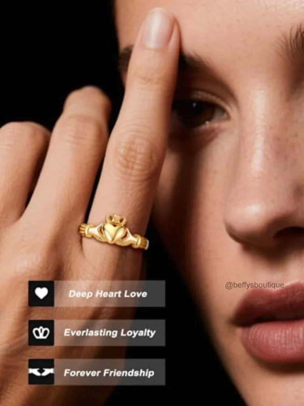 Sterling Silver Claddagh Ring Celtic Knot Ring Women Gold Vermeil Band Stackable